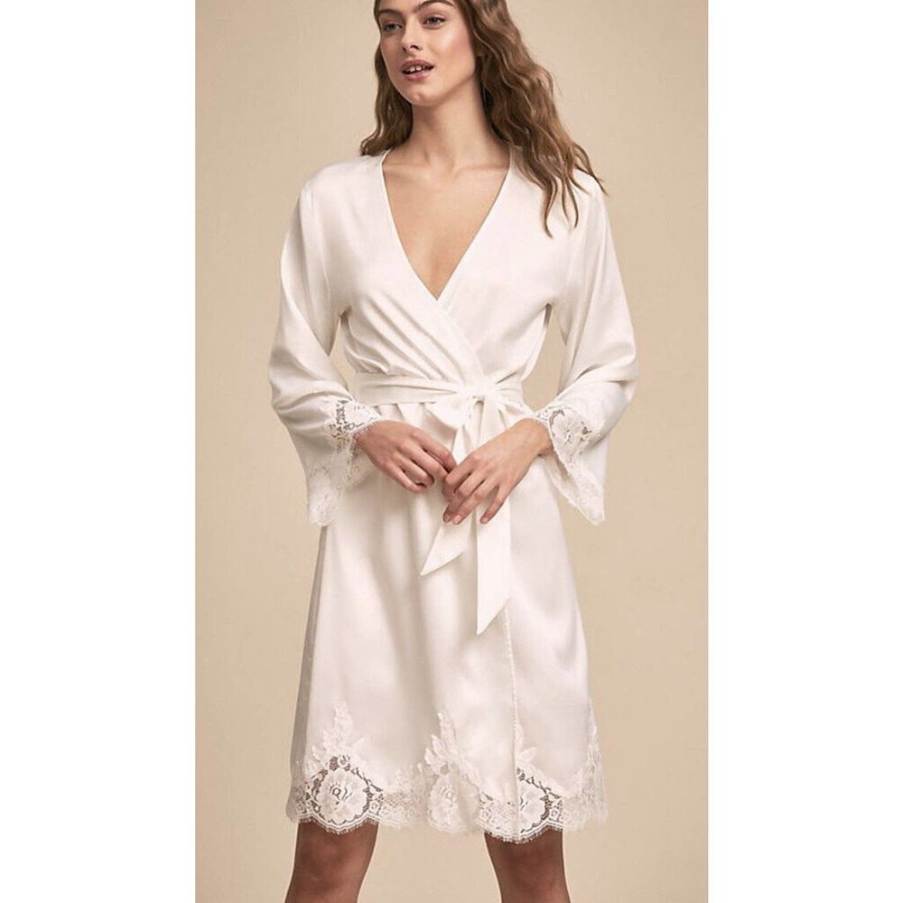 BHLDN Cream Lace-Accented Robe